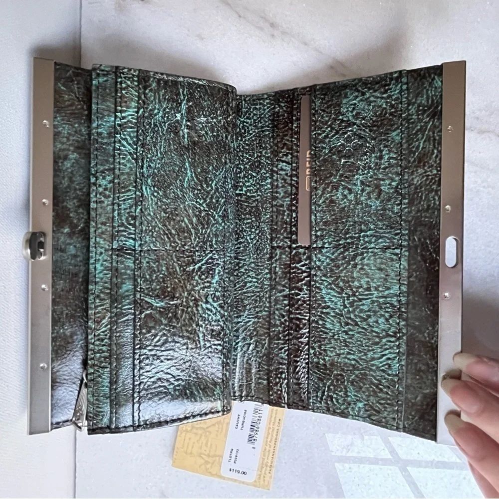 Patricia Nash TOOLED TURQUOISE Leather CAUCHY Wallet $119.00!